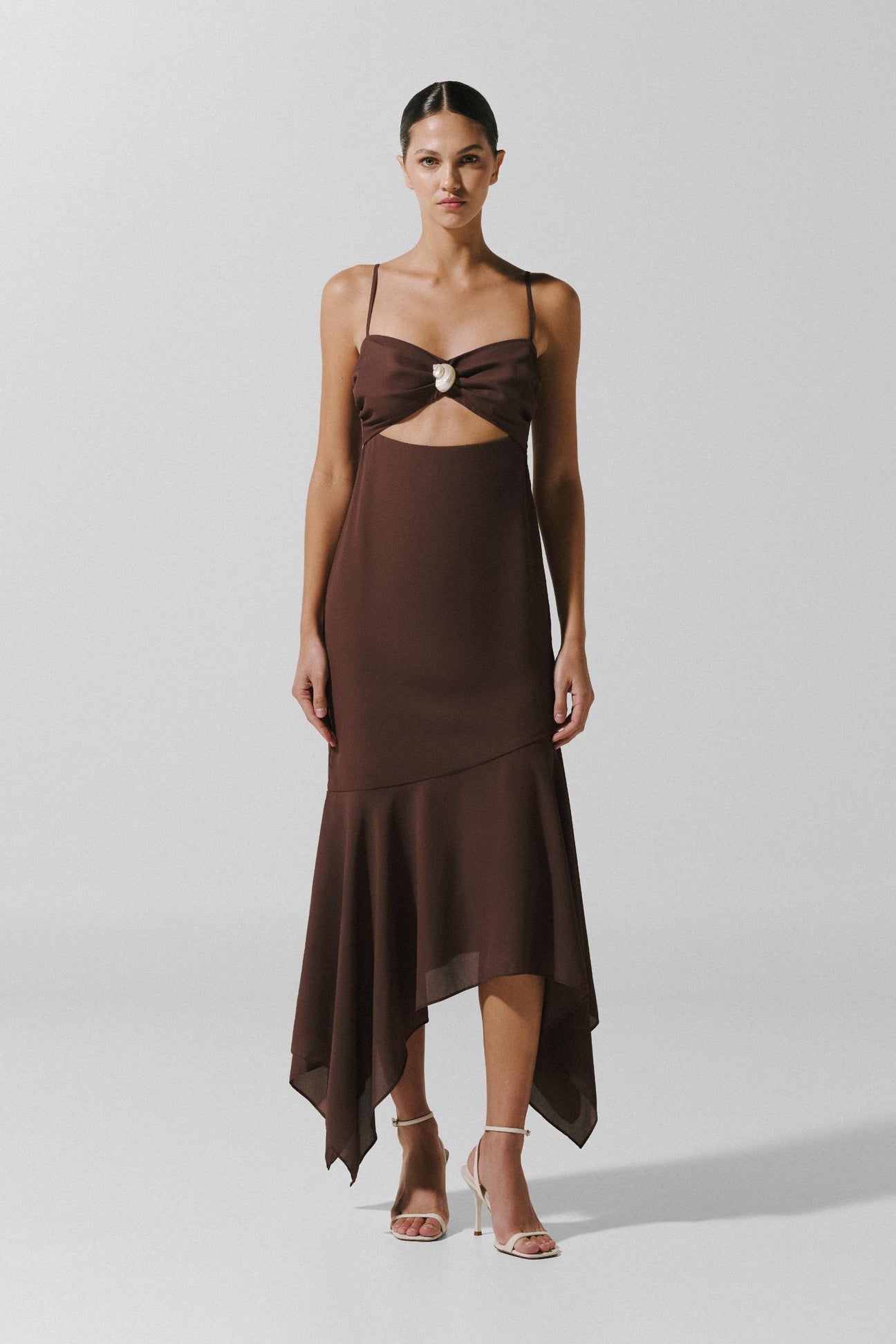 josefina maxi dress Josefina Chic Contour Sleeveless Cut Out Metal Button Maxi Dress