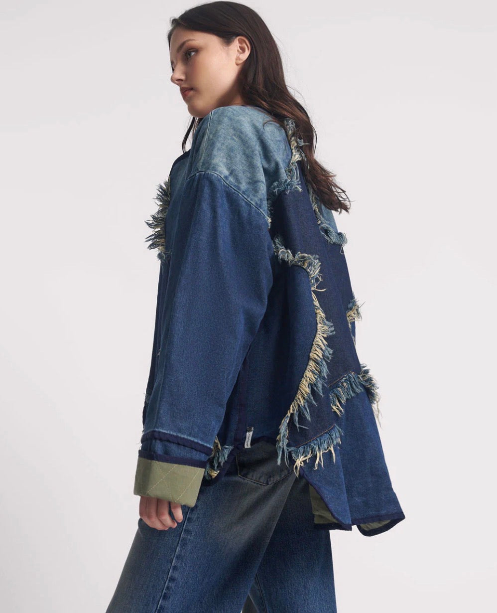 Star Denim Wadded Jacket-Dark Memphis Blue
