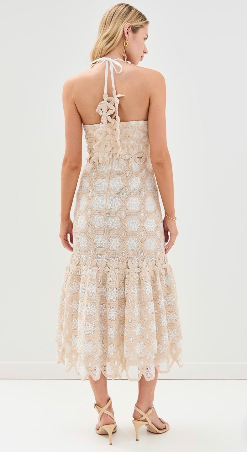 Natural Crochet Midi Dress