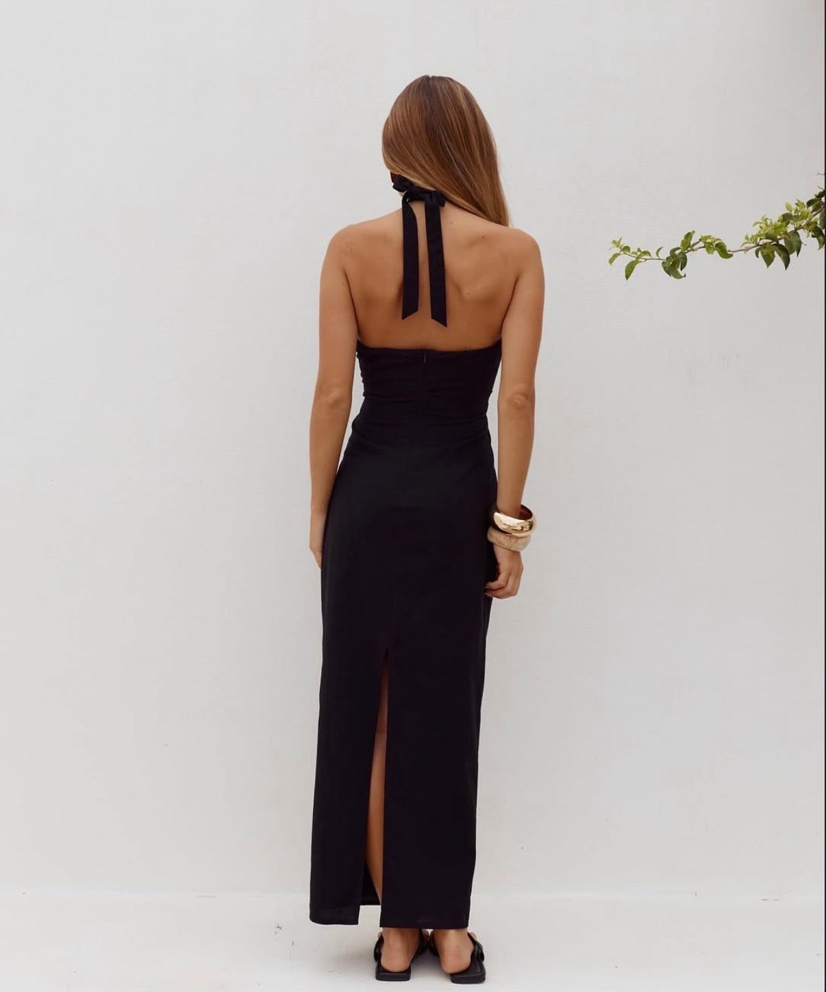 Shelllie Keyhole Halter Midi Dress Black