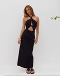 Shelllie Keyhole Halter Midi Dress Black