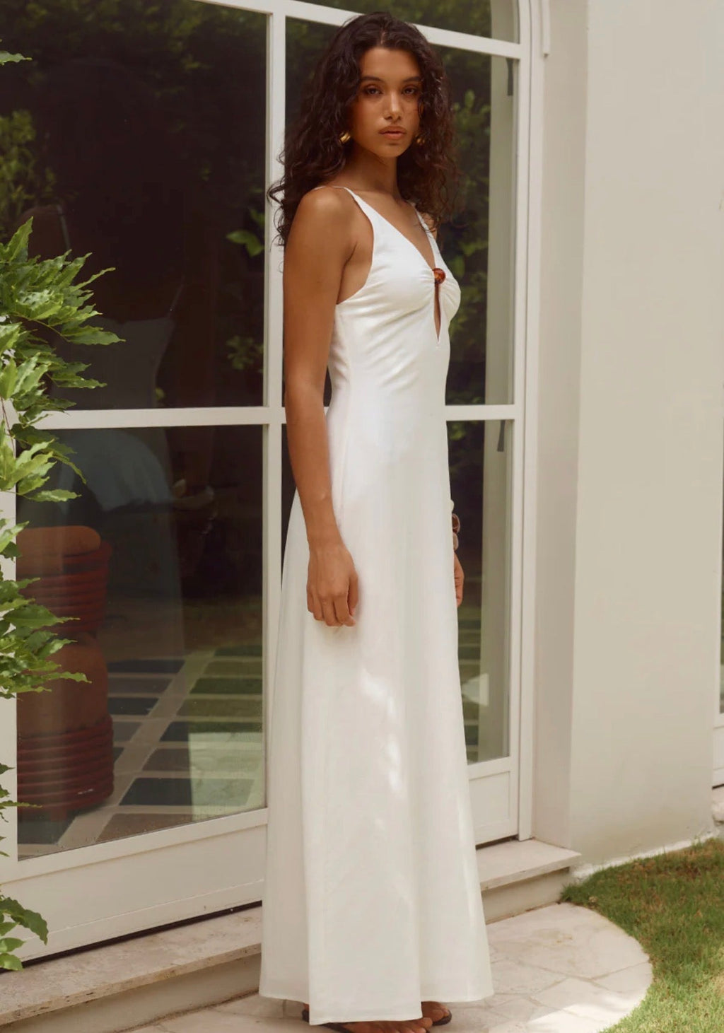 Unity Low Plunge Maxi Dress White