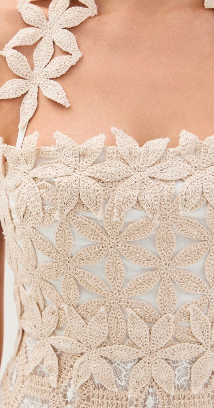 Natural Crochet Midi Dress