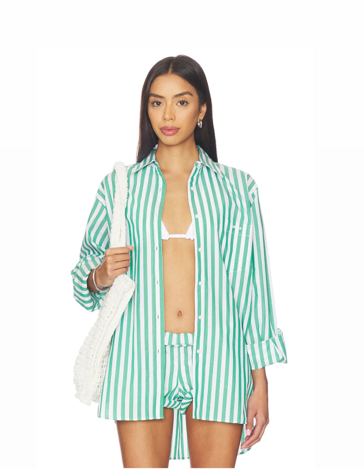 Cabana Stripe Embroidered Green