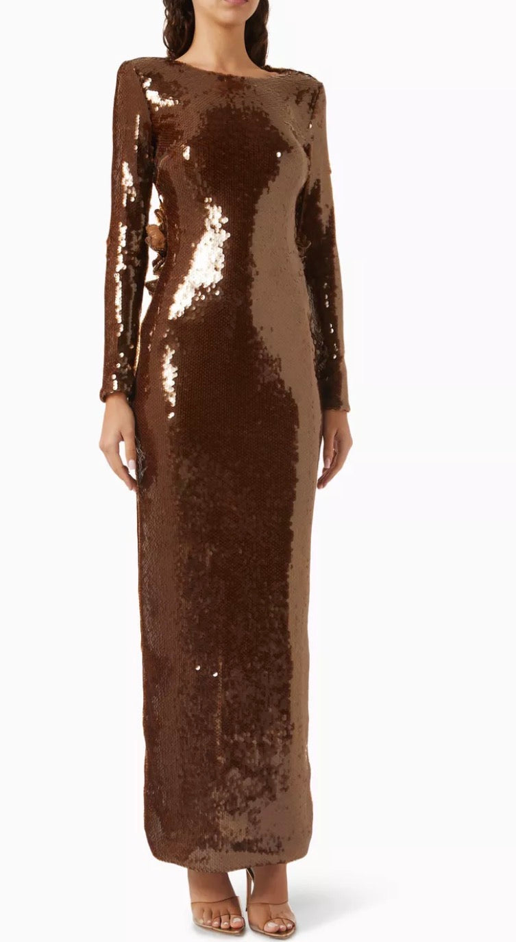 Sequin Long Sleeve Gown
