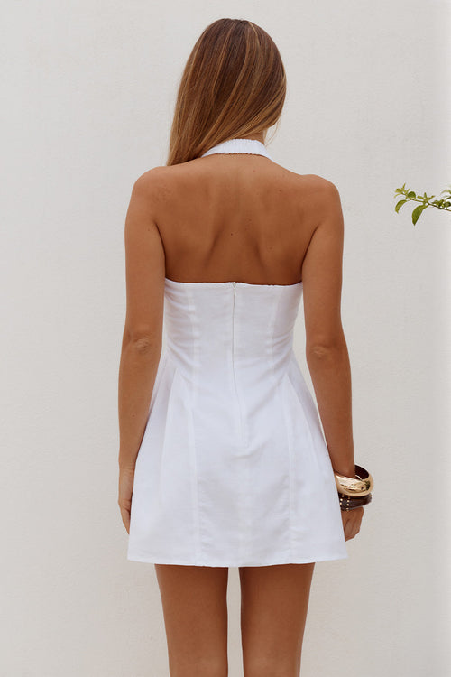 Amphora Halter Mini Dress White