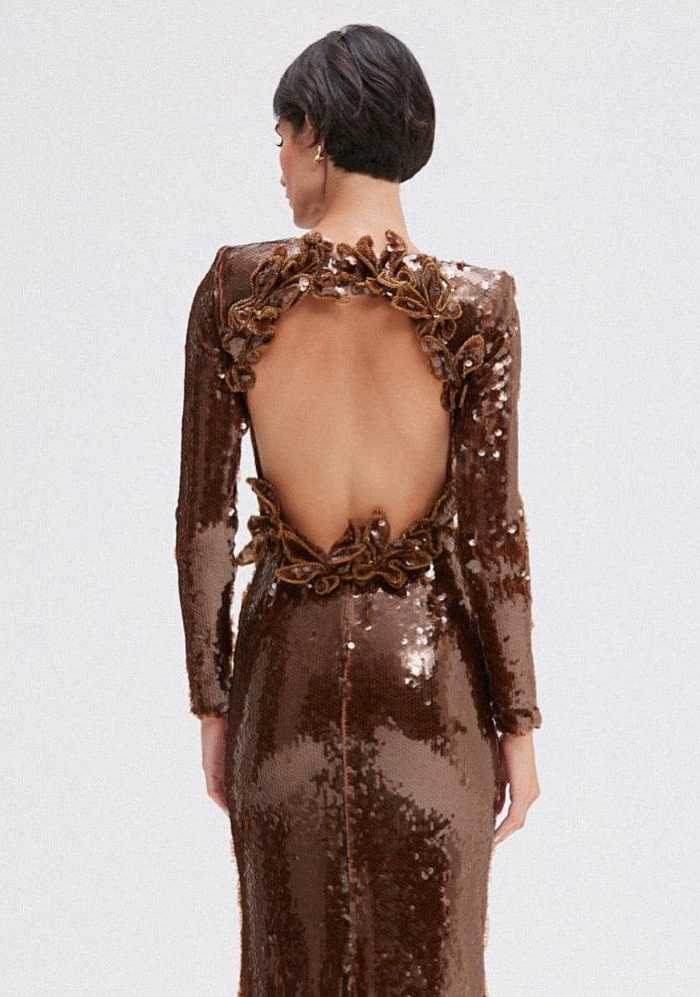 Sequin Long Sleeve Gown