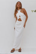 Shelllie Keyhole Halter Midi Dress White