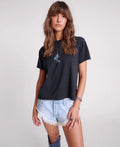 Black Graffiti Bird Split Hem Tee
