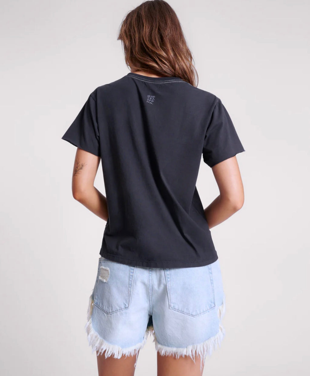 Black Graffiti Bird Split Hem Tee
