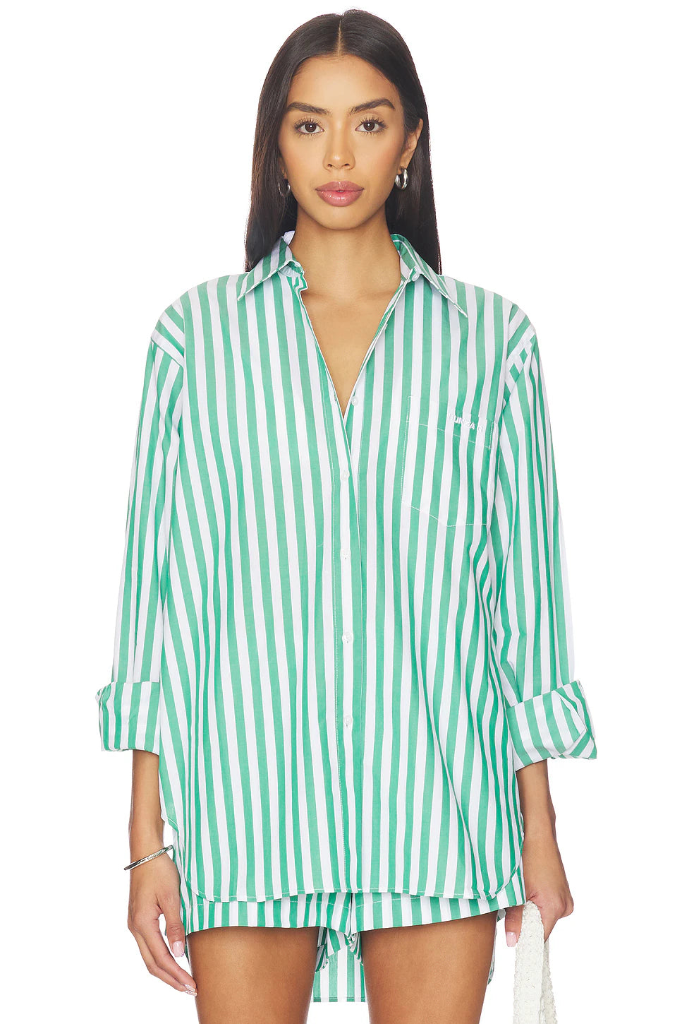 Cabana Stripe Embroidered Green