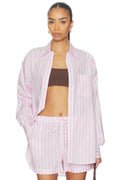 Cabana Stripe Embroidered Shirt Pink