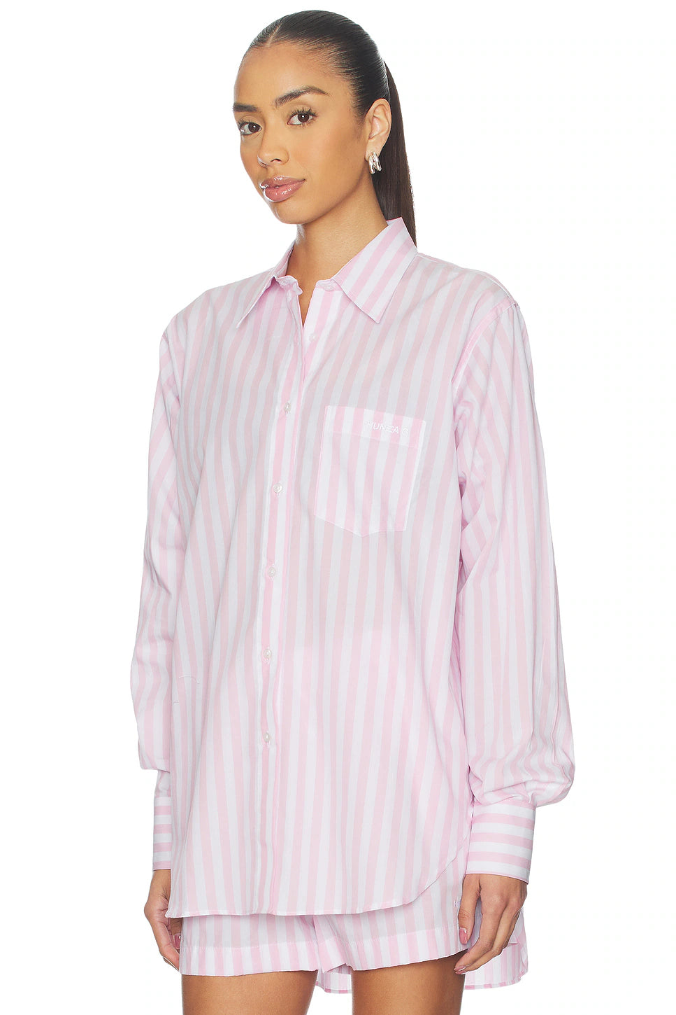 Cabana Stripe Embroidered Shirt Pink