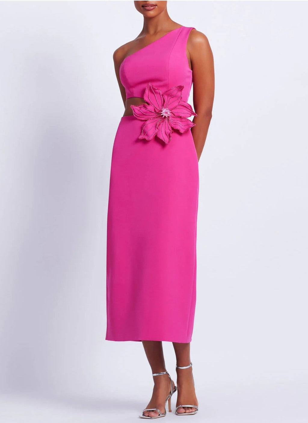 Flower Applique Midi Dress