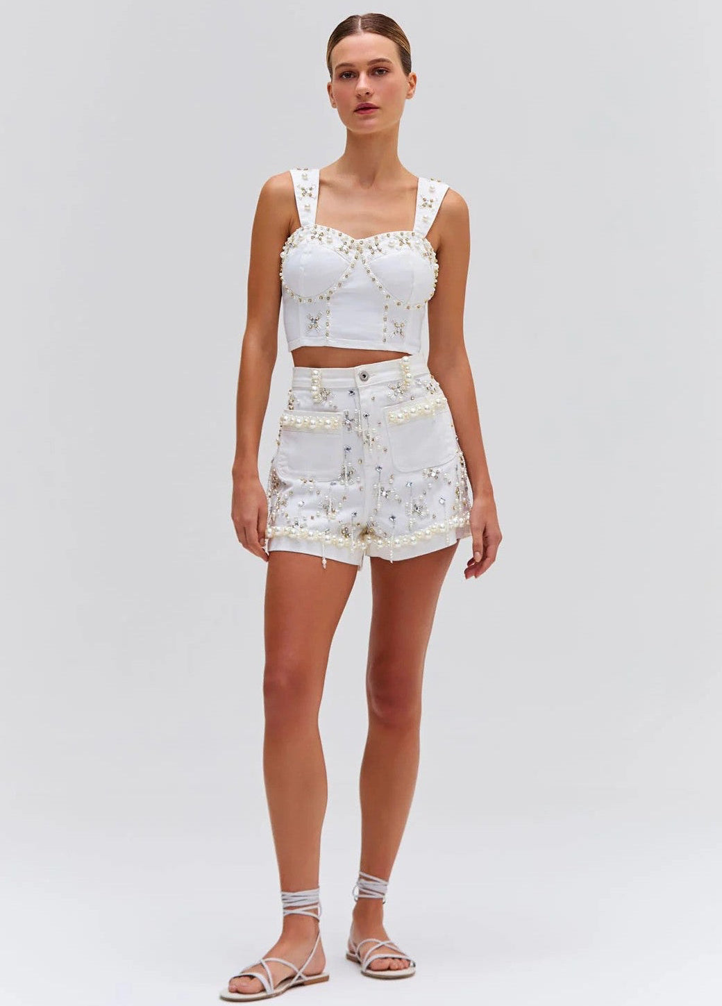 Hand-Beaded Denim Set