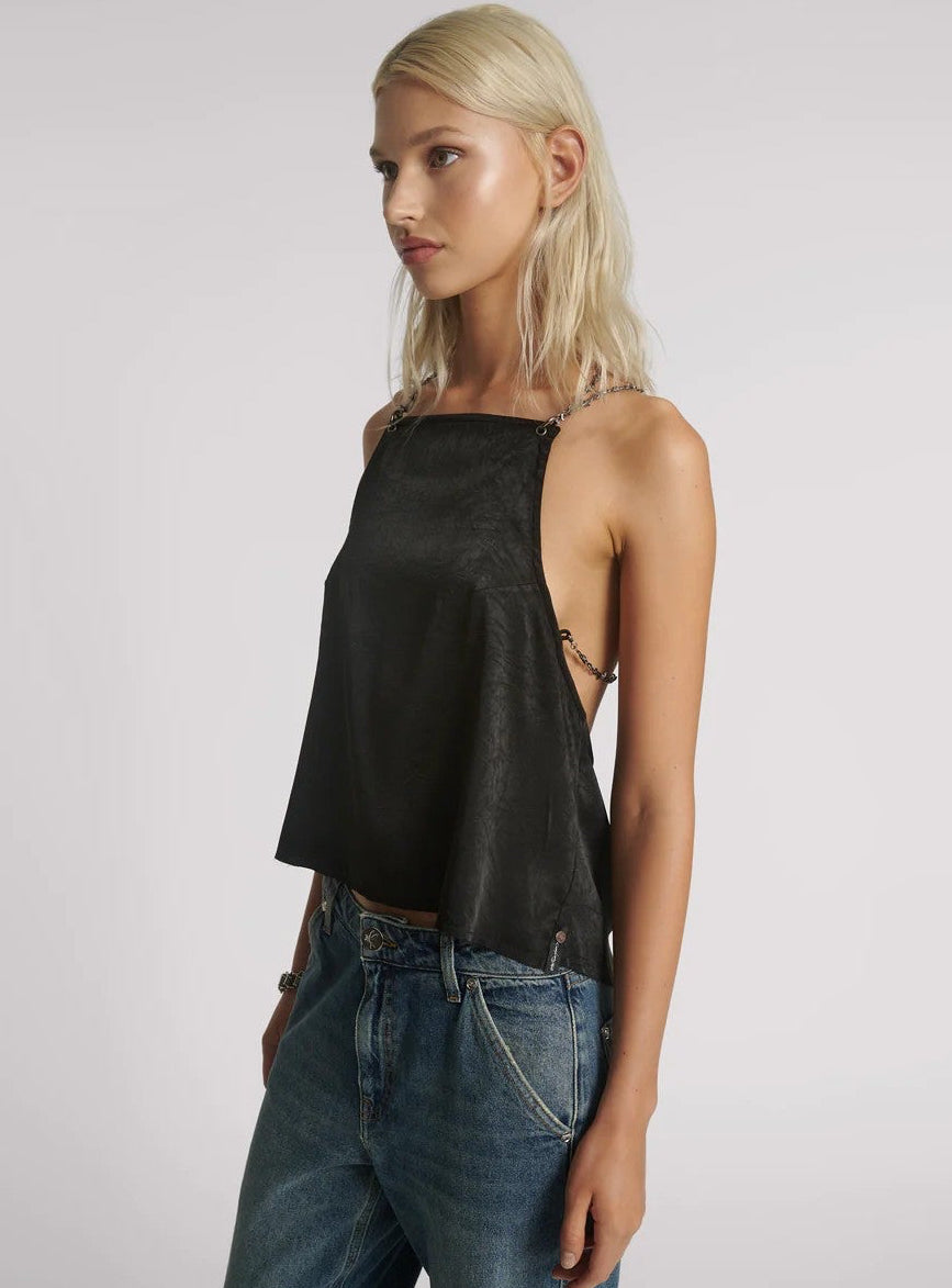 Heaven Chain Satin Backless Top