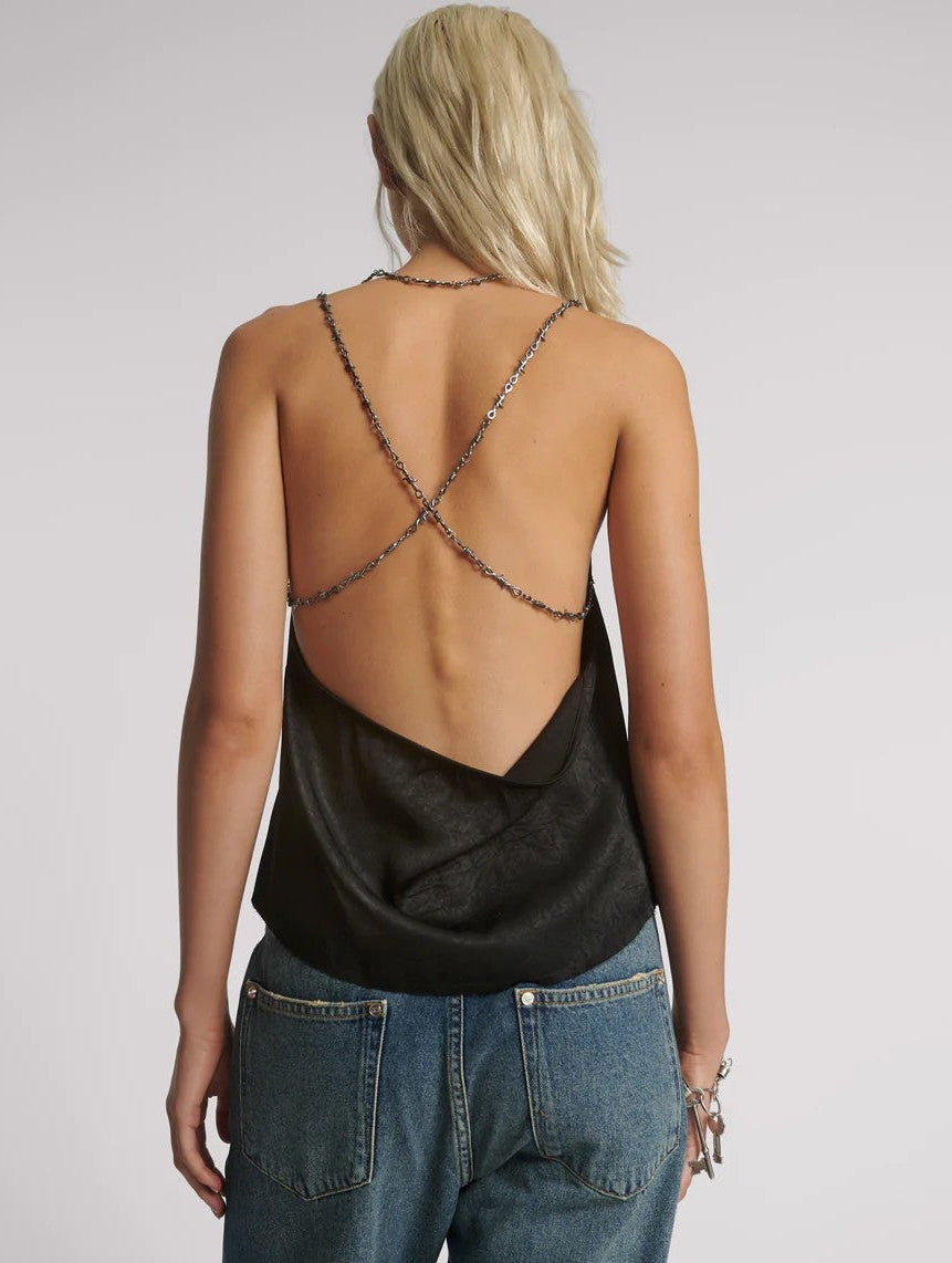 Heaven Chain Satin Backless Top