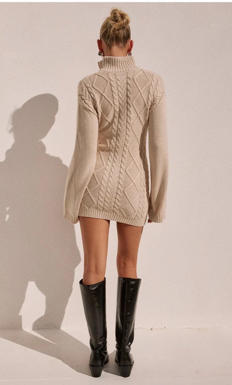 Katara Knit Mini Dress - Cream