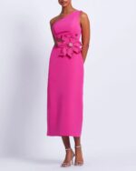 FLOWER APPLIQUE MIDI DRESS