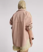 DARIA  ChECKED  FAUX LEATHER  SHACKET - PALE PINK - Image 4