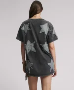 DENIM  STAR HAND EMBELLISHED  BOYFREIND TEE - CHARCOAL DENIM - Image 4