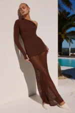 GRETA ONE SHOULDER KNIT MAXI DRESS - Image 2