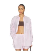 CABANA STRIPE EMBROIDERED SHIRT PINK